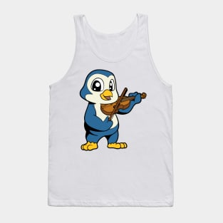 Cartoon penguin playing violin Tank Top